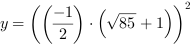 y = ((-1/2)*(85^(1/2)+1))^2