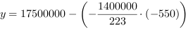 y = 17500000-(-1400000/223*(-550))