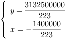 /| y = 3132500000/223| x = -1400000/223