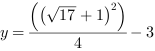 y = ((17^(1/2)+1)^2)/4-3