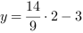 y = 14/9*2-3