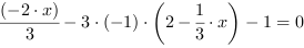 (-2*x)/3-3*(-1)*(2-1/3*x)-1 = 0