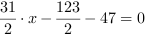 31/2*x-123/2-47 = 0