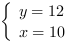 /| y = 12| x = 10