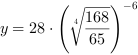 y = 28*((168/65)^(1/4))^-6