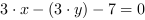 3*x-(3*y)-7 = 0