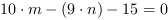 10*m-(9*n)-15 = 0