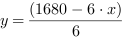 y = (1680-6*x)/6