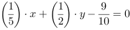 (1/5)*x+(1/2)*y-(9/10) = 0