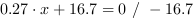 0.27*x+16.7 = 0 // - 16.7