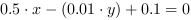 0.5*x-(0.01*y)+0.1 = 0