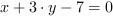 x+3*y-7 = 0