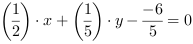 (1/2)*x+(1/5)*y-(-6/5) = 0