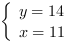 /| y = 14| x = 11