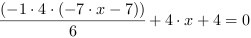 (-1*4*(-7*x-7))/6+4*x+4 = 0