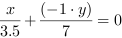 x/3.5+(-1*y)/7 = 0