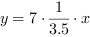 y = 7*3.5^-1*x