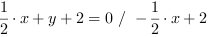 1/2*x+y+2 = 0 // - 1/2*x+2