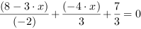 (8-3*x)/(-2)+(-4*x)/3+7/3 = 0