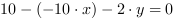 10-(-10*x)-2*y = 0