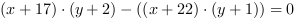 (x+17)*(y+2)-((x+22)*(y+1)) = 0