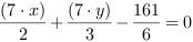 (7*x)/2+(7*y)/3-(161/6) = 0