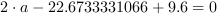 2*a-22.6733331066+9.6 = 0