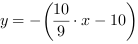 y = -(10/9*x-10)