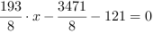 193/8*x-3471/8-121 = 0