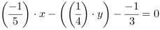 (-1/5)*x-((1/4)*y)-(-1/3) = 0