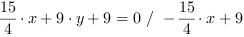 15/4*x+9*y+9 = 0 // - 15/4*x+9