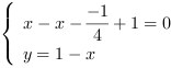 /| x-x-(-1/4)+1 = 0| y = 1-x