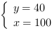 /| y = 40| x = 100