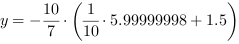 y = -10/7*(1/10*5.99999998+1.5)