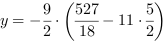 y = -9/2*(527/18-11*5/2)