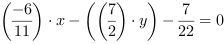 (-6/11)*x-((7/2)*y)-(7/22) = 0