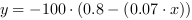 y = -100*(0.8-(0.07*x))