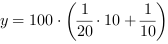 y = 100*(1/20*10+1/10)