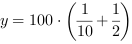 y = 100*(1/10+1/2)