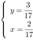 /| y = 3/17| x = 2/17