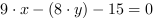 9*x-(8*y)-15 = 0