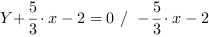 Y+5/3*x-2 = 0 // - 5/3*x-2