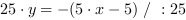 25*y = -(5*x-5) // : 25