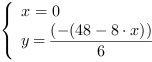 /| x = 0| y = (-(48-8*x))/6