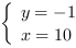 /| y = -1| x = 10