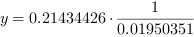 y = 0.21434426*0.01950351^-1