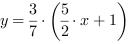 y = 3/7*(5/2*x+1)