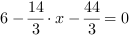 6-14/3*x-44/3 = 0